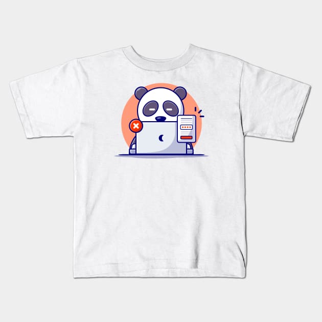 Cute Panda Working With Laptop And Forgot The Password Kids T-Shirt by Catalyst Labs